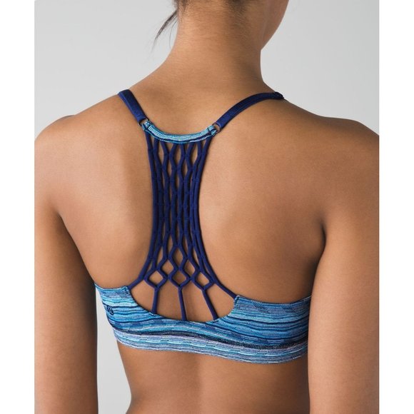 Lululemon True Self II Boho Macrame Racerback Sports Bra Blue 8 - Picture 1 of 8